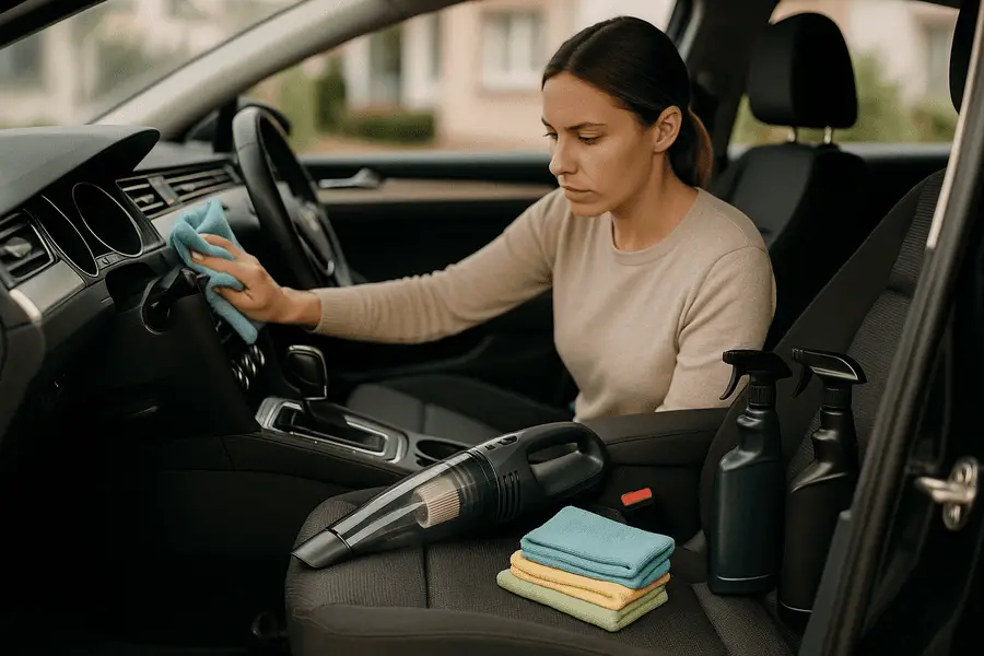 ¿Tu coche ha perdido su brillo? Vacía el interior, aspira, limpia con paños y productos adecuados. Cada detalle importa para un acabado impecable.